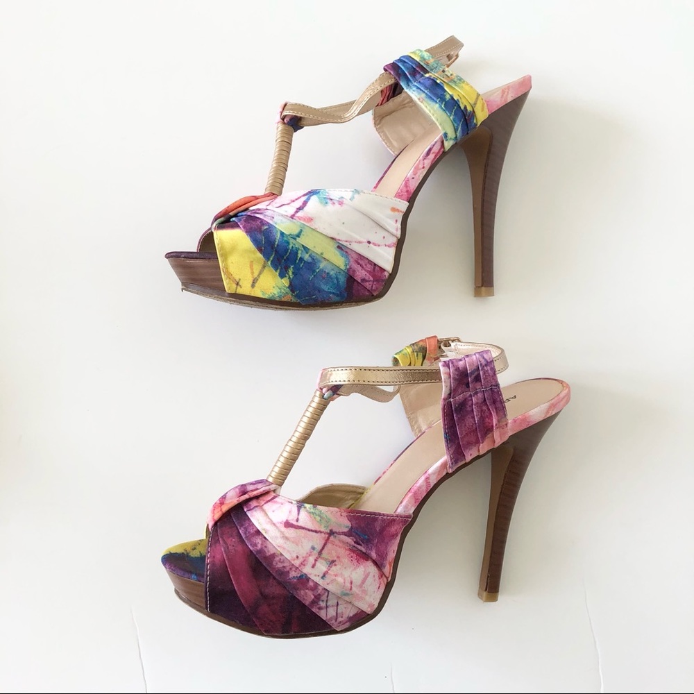 Apt. 9 Tie Dye Open Toe Platforms Heels - Picture 6 of 12